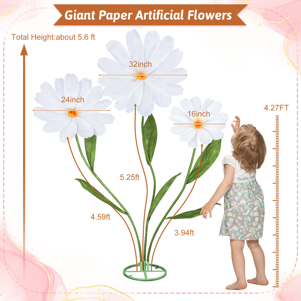 5.6 Ft Large Artificial Paper Flowers Decoration Giant Flowers Decor for Birthday Party Garden Office Home Wedding Wall Graduation Shop Window Display Baby Shower