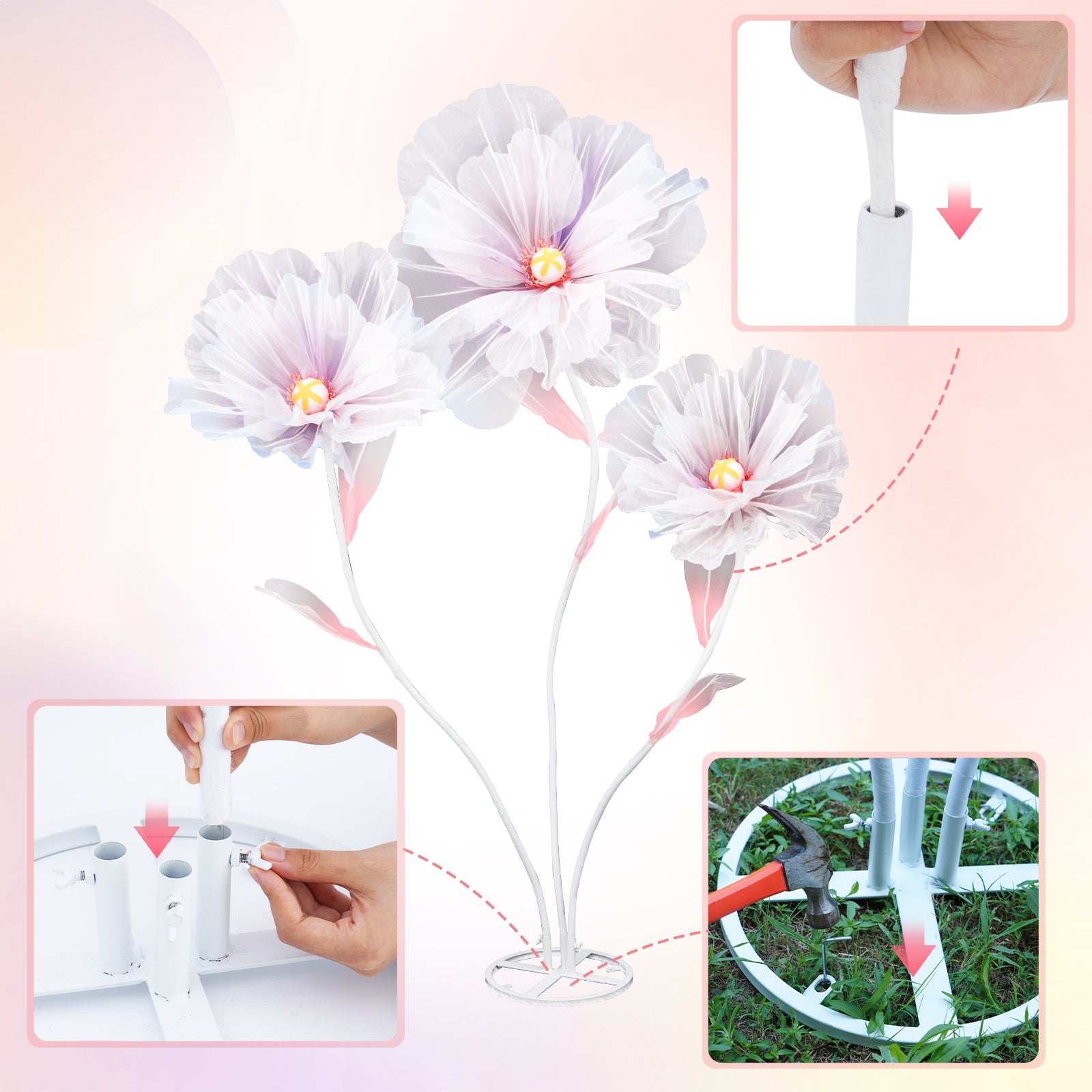 5.6 Ft Large Artificial Paper Flowers Decoration Giant Flowers Decor for Birthday Party Garden Office Home Wedding Wall Graduation Shop Window Display Baby Shower
